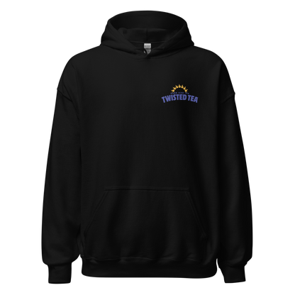 Black hoodie with 'Twisted Tea' logo on a white background
