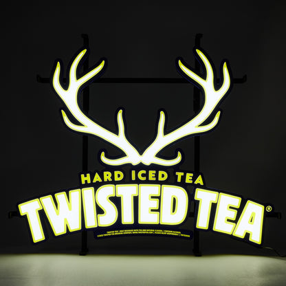 Antler LED sign with HARD ICED TEA TWISTED TEA lit below