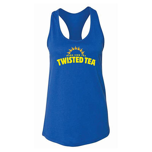 Blue tank top with 'Twisted Tea' text on a white background